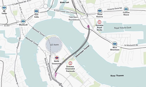 A map showing the route of the planned tunnel